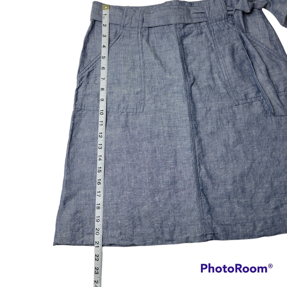 Lija | Linen Cotton Blend Chambray Tie Waist Skirt Size 4 - Picture 6 of 7